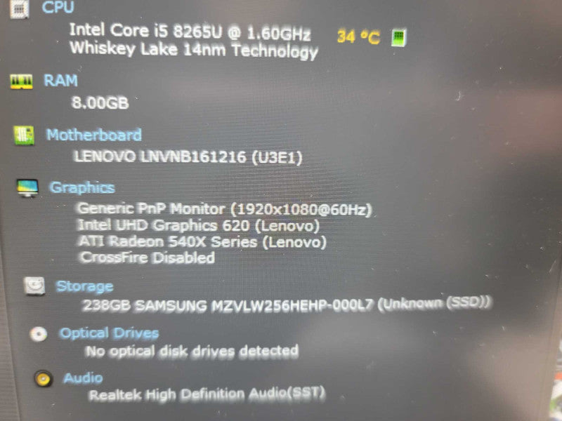 Lenovo ThinkBook 14s-IWL i5-8265U, 2GB ATI Radeon 540X, 8GB DDR4, 256GB SSD Î²