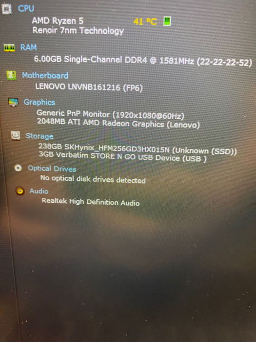 Lenovo ThinkBook 15 G2 AMD Ryzen 5 4500U Radeon Graphics 8 GB RAM 256 GB SSD