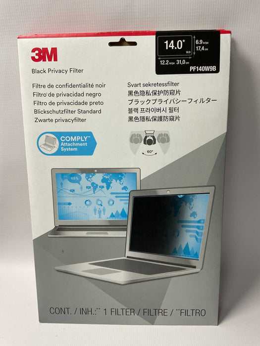 3M Black Privacy Filter for Widescreen laptop 14.0\\" 16:9 (PF140W9B) Q-