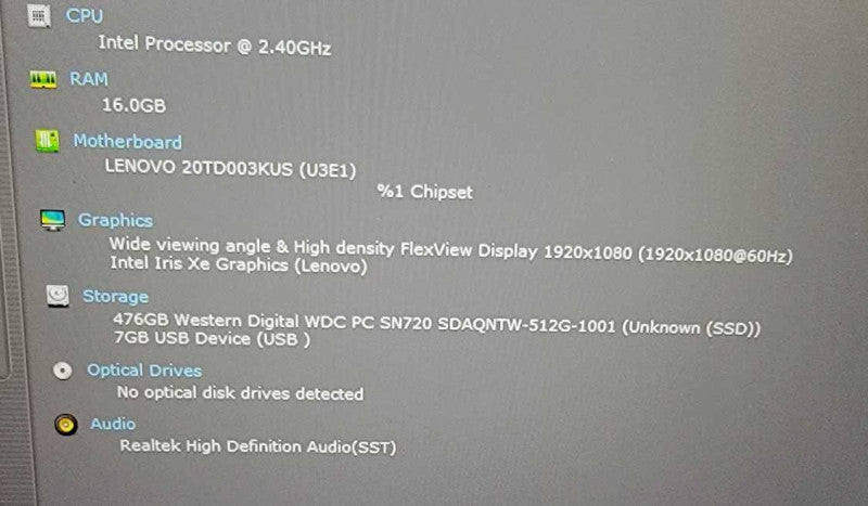 Lenovo E15 Gen 11 i5-1135G7 @ 2.40GHz, 16GB DDR4, 512GB M.2 !