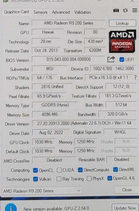 MSI AMDRADEON R9 290X 4GB PCIE