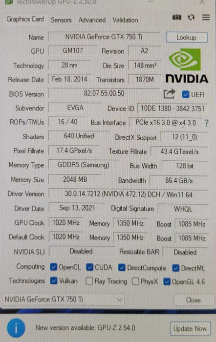 EVGA NVIDIA GTX 750 Ti 2GB PCIE (READ)