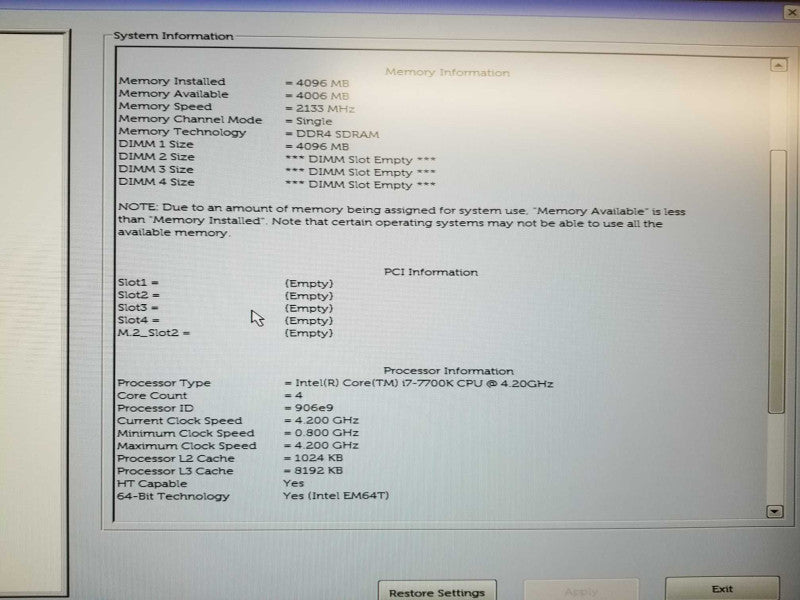 Dell Precision T3620 i7-7700K @ 4.20ghz / 4gb ram / READ #