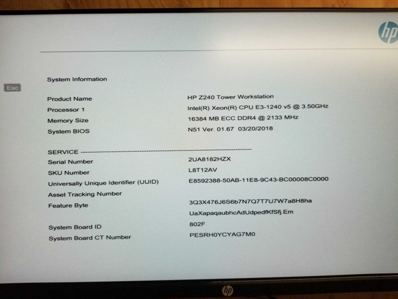 HP Z440 workstation Xeon E3-1240 V5 @ 3.50ghz / 16gb ram / quadro K2000 #