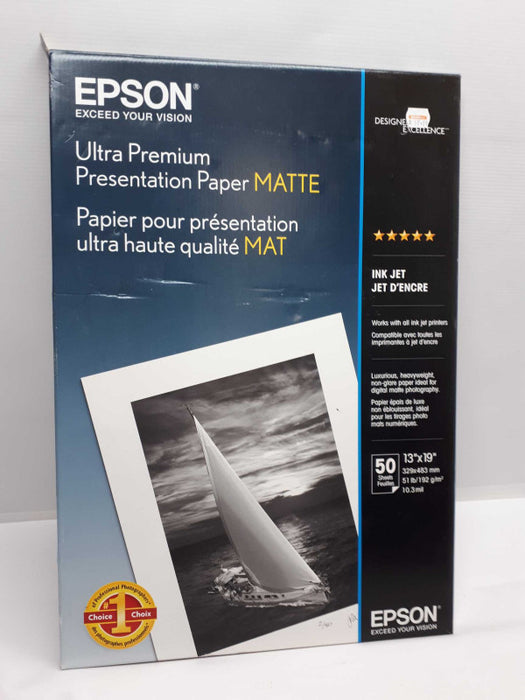 Epson Ultra Premium Matte Presentation Paper, 13 x 19, 50/Pack - White New &