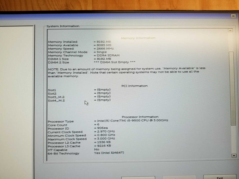 Dell Optiplex 3070 i5-9500 @ 3.00ghz / 8gb ram / READ #