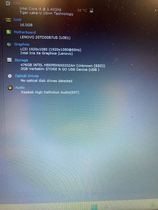 Lenovo ThinkPad E15 Intel Core i5-1135G7 @ 2.4 GHz 16 GB RAM 512 GB SSD