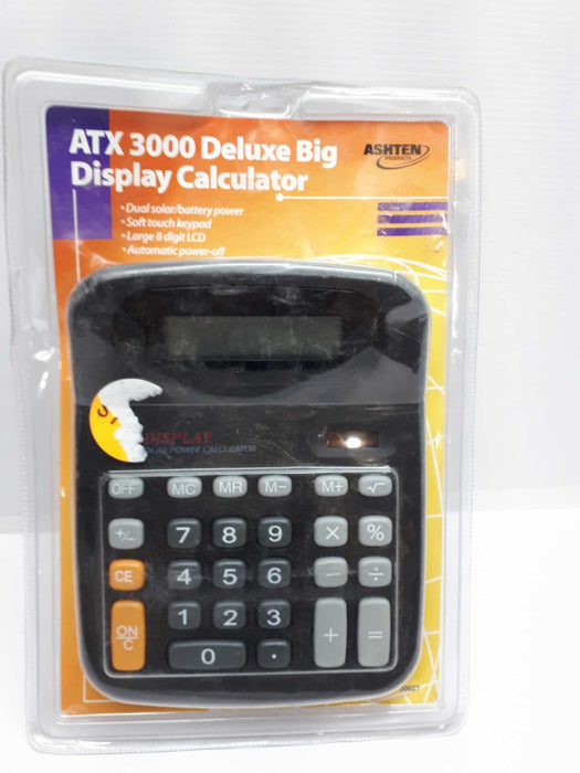 ATX 3000 deluxe big display calculator- Dual solar/battery power &