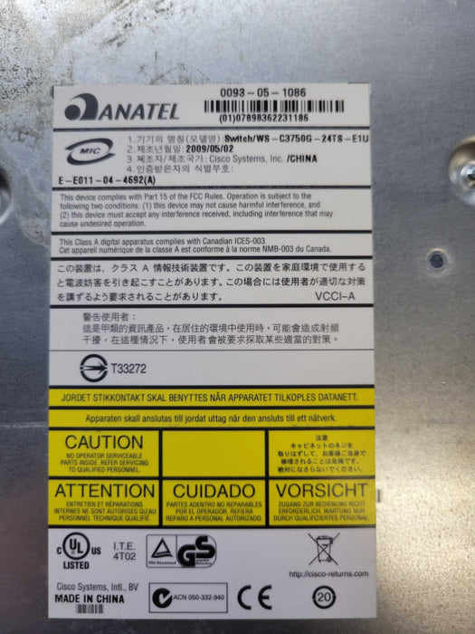Cisco WS-C3750G-24TS-E1U Catalyst G-Series 24-Port Gigabit Ethernet Switch