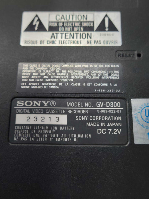 SONY DIGITAL VIDEO CASSETTE RECORDER (GV-D300 NTSC)