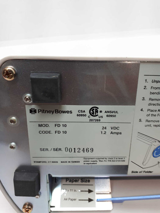 Folding paper into a tri fold-PitneyBowes tri fold FD10 &
