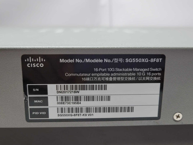Cisco SG550XG-8F8T 16-Port 10G Stackable Managed Switch SG550XG-8F8T-K9 _