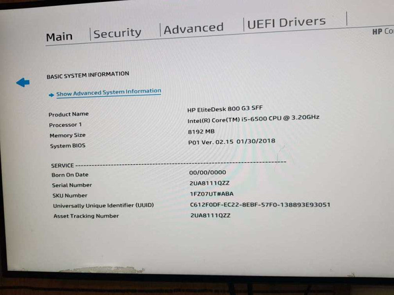 HP EliteDesk 800 G3 SFF Intel i5 - 6500 CPU @ 3.20GHz 8GB RAM Q