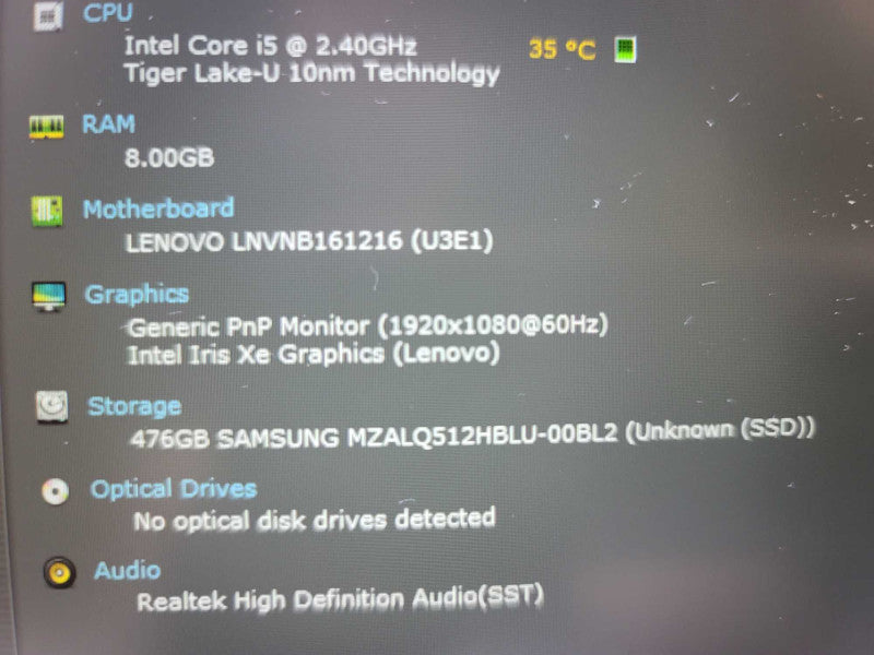 Lenovo Ideapad 5 i5-1135G7 2 2.40GHz, 8GB DDR4, 512GB SSD **READ Î²