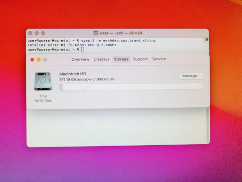 Apple Mac Mini 2014 Core i5-4278U @ 2.6GHz 8GB DDR3 1TB HDD (