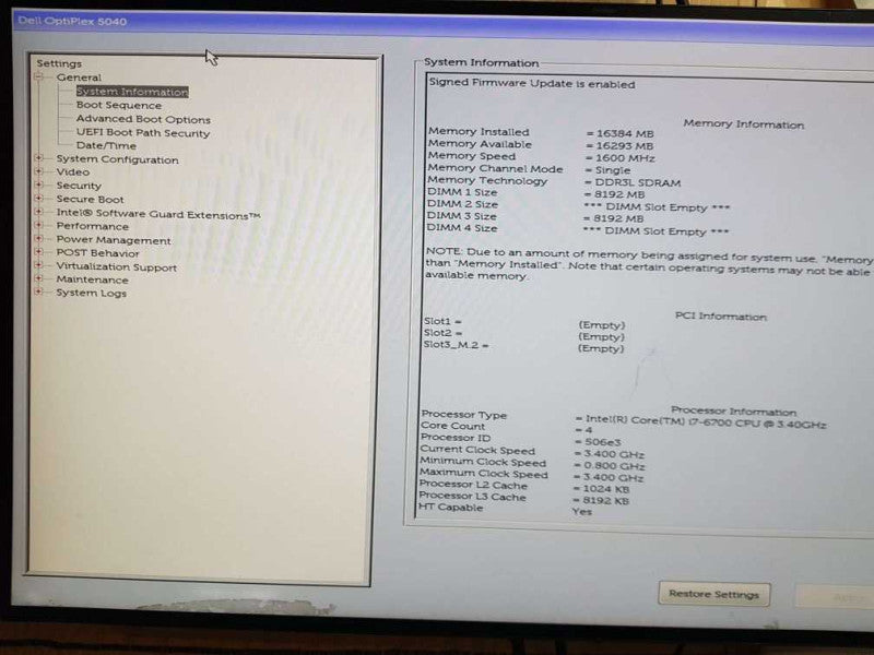 Dell Optiplex 5040 SFF Intel i7-6700 CPU @ 3.40GHz 16GB RAM