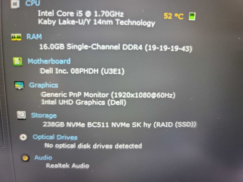 Dell Latitude 5510 i5-10310U @ 1.70GHz, 16GB DDR4, 256GB SSD **READ Î²