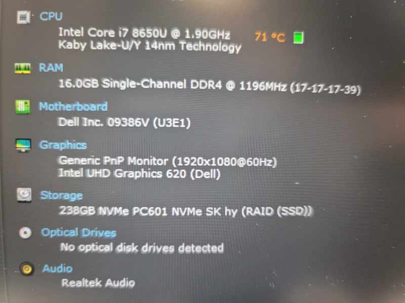 Dell Latitude 13\\" 7390 i7-8650u@ 1.90GHz, 16GB DDR4, 256GB SSD Î²