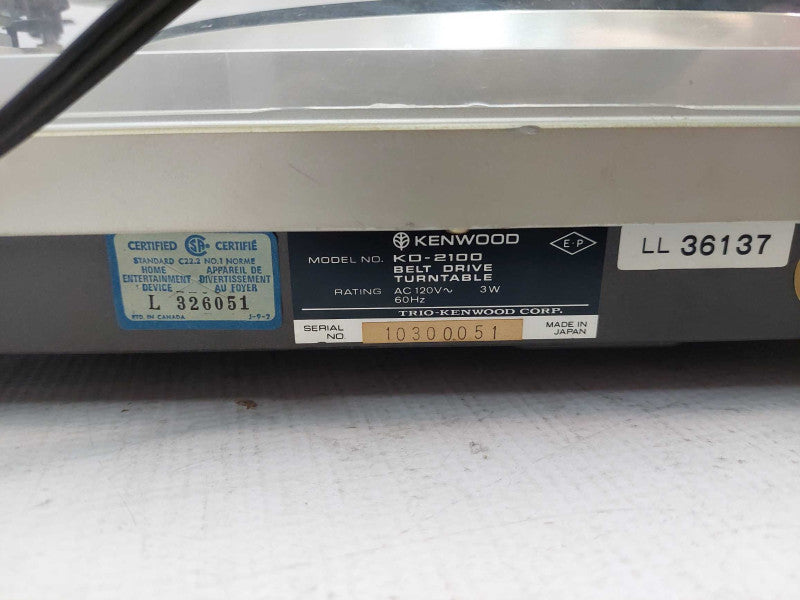 Vintage Kenwood Belt Drive Turntable Model: KO-2100