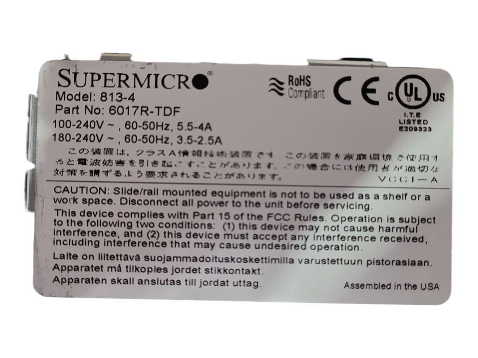 SuperMicro 813-4 Server 4x3.5" 1U, X9DRD-iF, 2x E5-2620 0 2.00GHz, 64GB DDR3