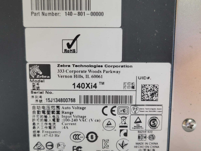 Zebra 140Xi4 Thermal Transfer Barcode Label Printer Network/USB/Parallel READ _