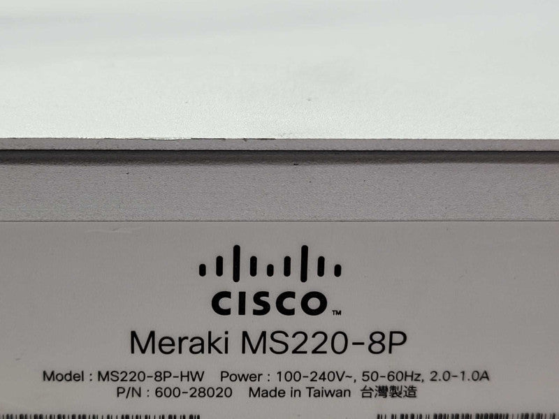 Cisco Meraki MS220-8P-HW 8 Port Desktop Ethernet Switch, Unclaimed _
