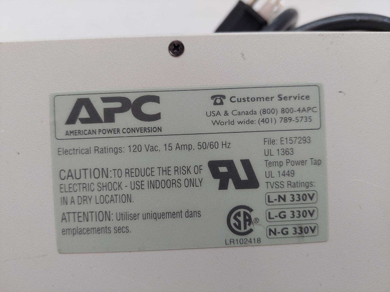 APC Power Surge Arrest Network Bar( Rack Mountable) Model: NET9RM