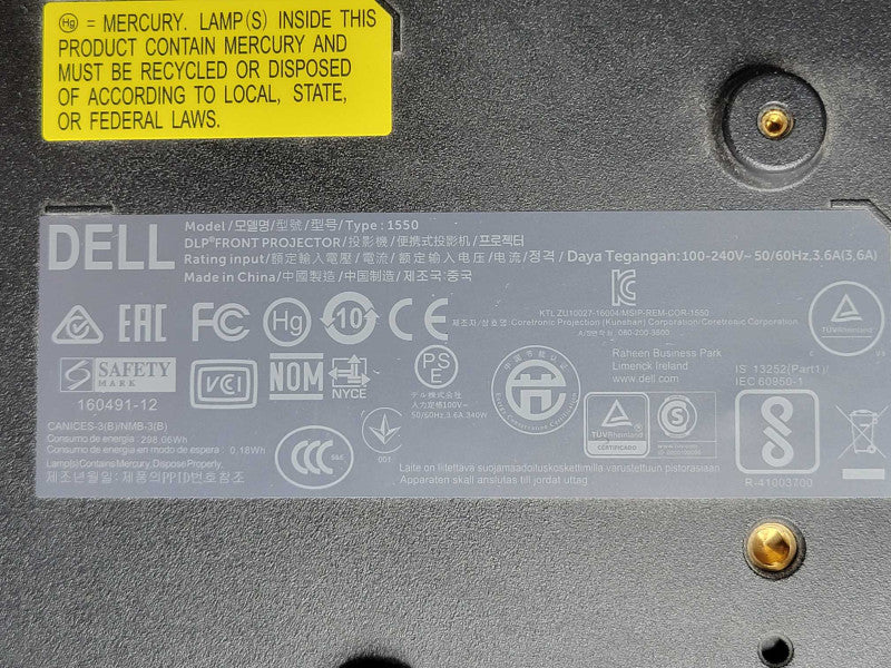 Dell 1550 DLP Front Projector 0NTKWK, 4293 Lamp Hours, READ _