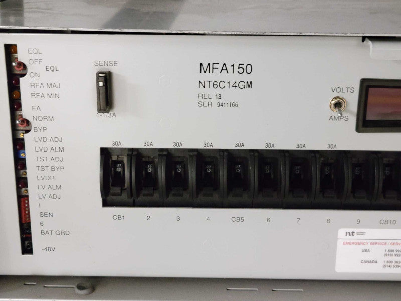 NORTHERN TELECOM MFA150 NT6C14GM DISTRIBUTION UNIT w/ 6x MPR25, READ _