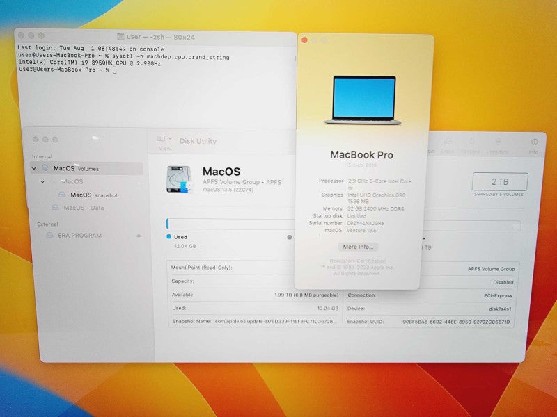 Apple Macbook Pro 2018 15\\" Core i9-8950HK@ 2.9GHz 32GB DDR4 2TB SSD (