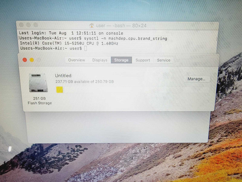 Apple Macbook Air 2015 13\\" Core i5-5250U @ 1.6GHz 8GB DDR3 250GB SSD (