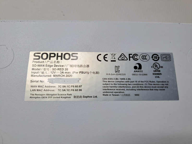 Sophos SD-RED 20 SD-WAN Edge Device- Network Security Appliance )