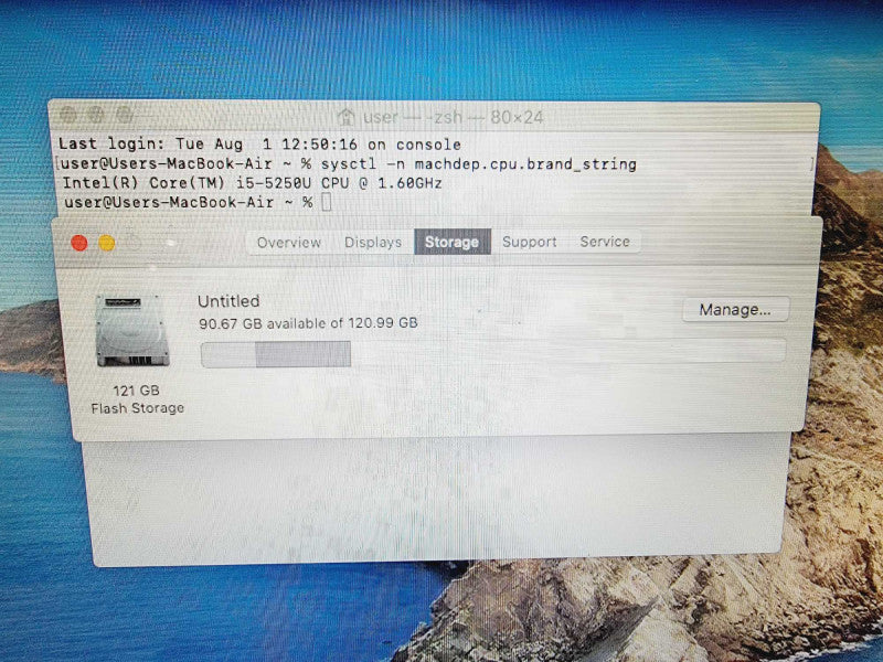Apple Macbook Air 2015 Core i5-5250U @ 1.6GHz 8GB DDR3 120GB SSD (