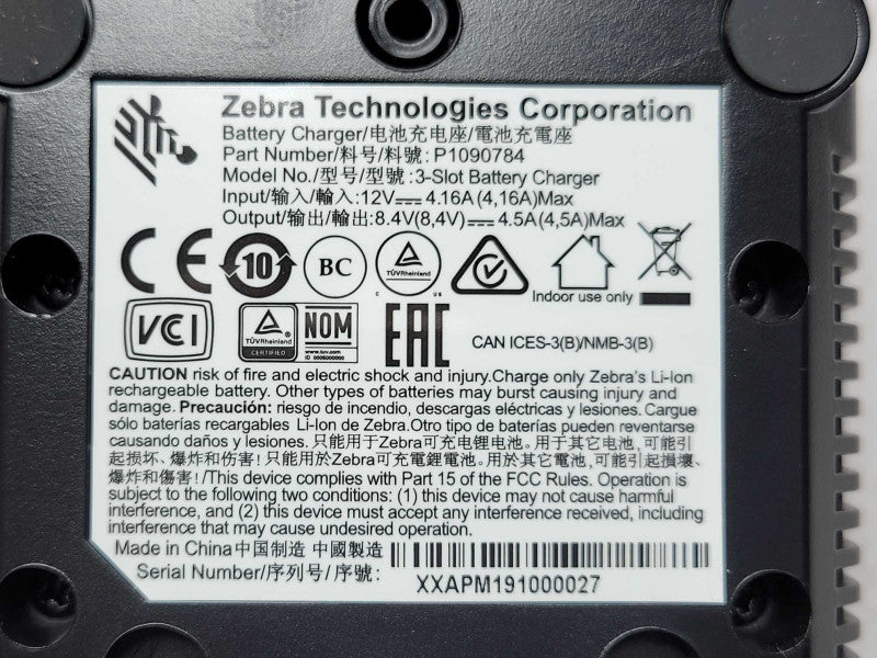Zebra 3-Slot Battery Charger (Dual Pack) SAC-MPP-6BCHUS1-01 Q_