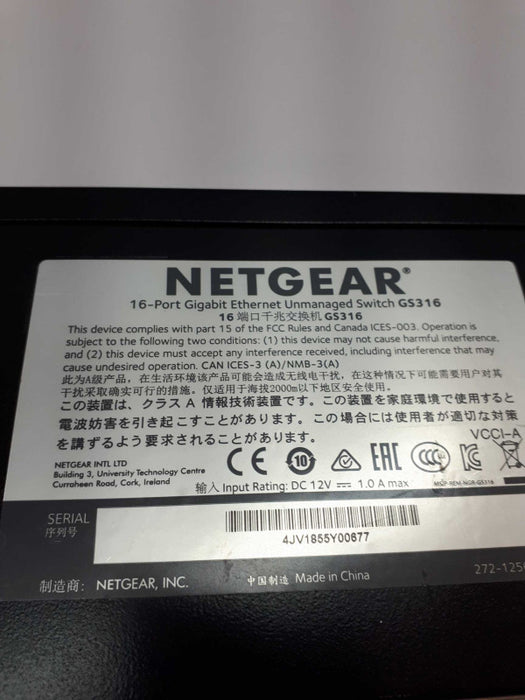 Netgear gs316 16 port gigabit unmanaged network switch &
