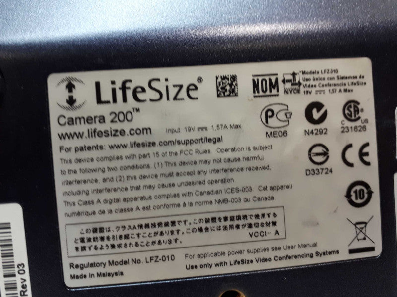 Lifesize Camera 200 LFZ-010 Video Conference Camera  &