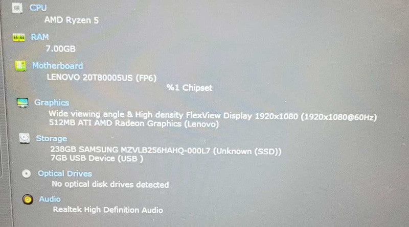 Lenovo ThinkPad E15 Laptop AMD 6-Core Ryzen 5-4500U 8GB RAM 256SSD