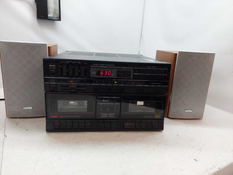 Sensui Stereo Dual Cassette Receiver Model:DA-R500 With JVC Speakers SP-UXS57