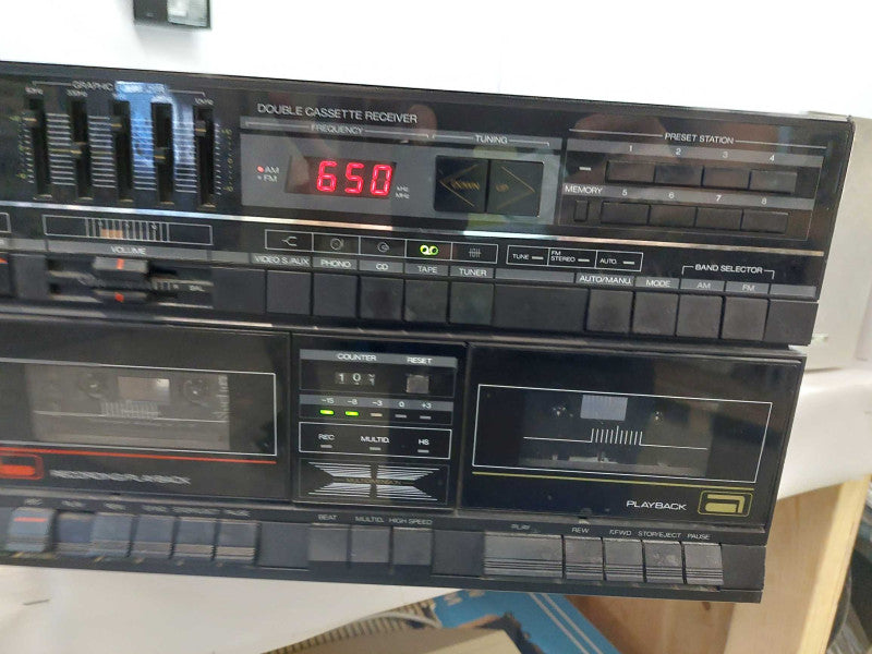 Sensui Stereo Dual Cassette Receiver Model:DA-R500 With JVC Speakers SP-UXS57