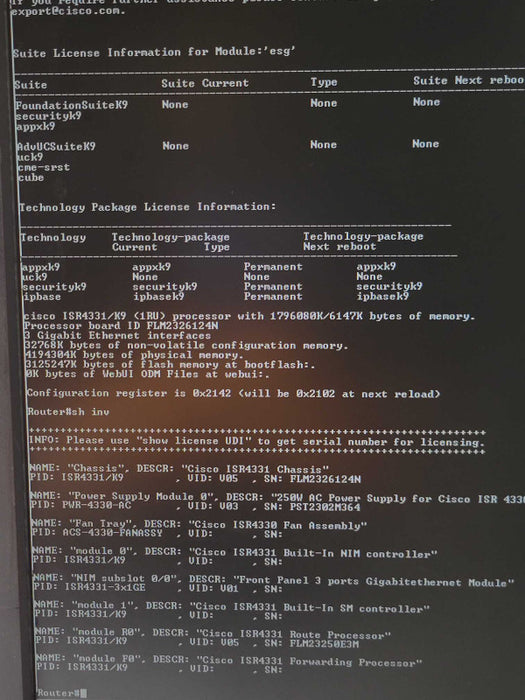 CISCO ISR4331/K9 3-Port Gigabit Router ISR4331, NO CPU CLOCK ISSUE Q_