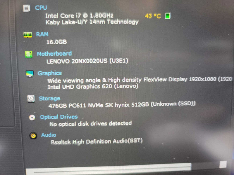 Lenovo T490s i7-8565U @ 1.80GHz, 16GB DDR4, 512GB NVMe Î²