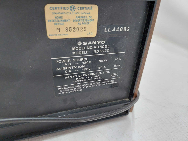 Sanyo Stereo Cassette Deck Model: RD 5025