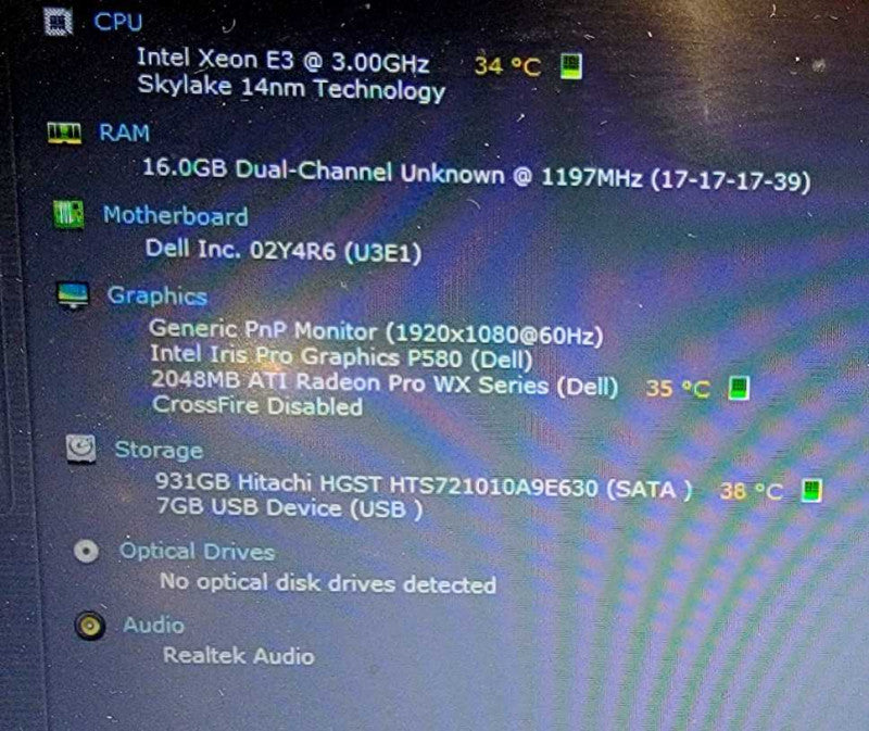 Dell Precision 7520 Xeon E3-1545M - 16GB 1TB Radeon Pro WX !