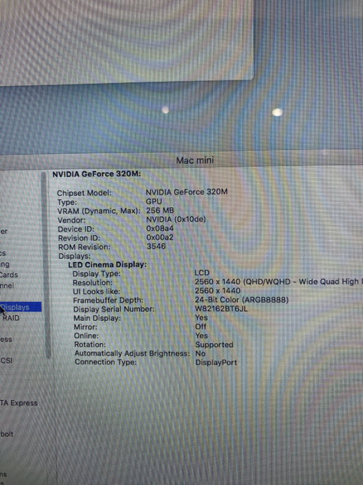 Apple Mac mini Mid 2010 Intel Core 2 Duo P8600 @ 2.40 GHz 8 GB RAM 320 GB HDD