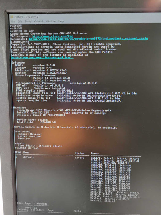Cisco Nexus N5K-C5596UP 48 Port 5596UP Switch W/ 2x N55-M16P and 2x PSU _