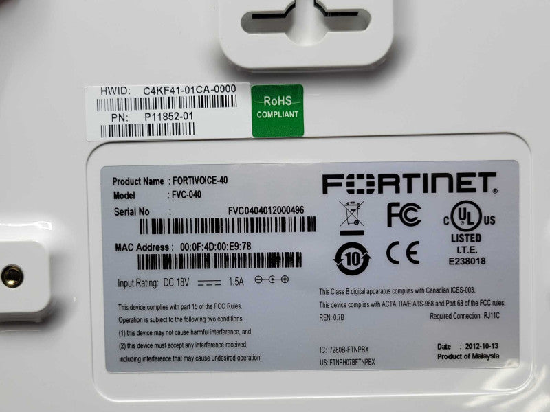 FORTINET FortiVoice 40 FVC-040 VOIP Phone System _