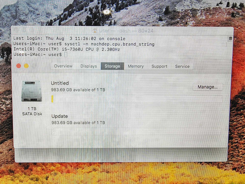Apple iMac 2017 21.5\\" Core i5-7360U @ 2.3GHz 8GB DDR4 1TB HDD (