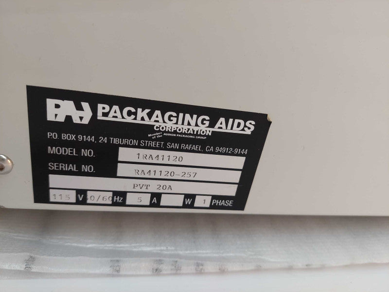Packaging Aids Corporation pressure vacuum sealer Model: 1RA41120