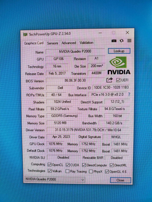 Nvidia Quadro P2000 5gb