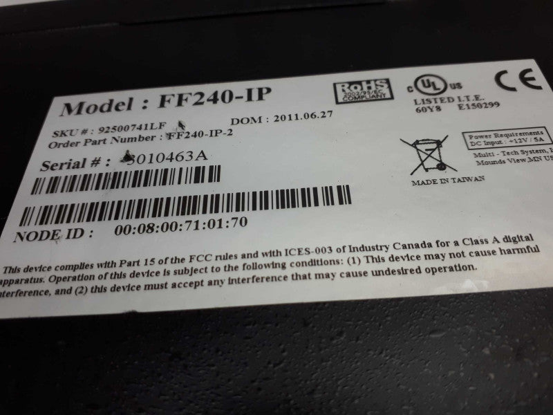 MultiTech FaxFinder FF240-IP-2.R1 92500778LF IP Fax Server &